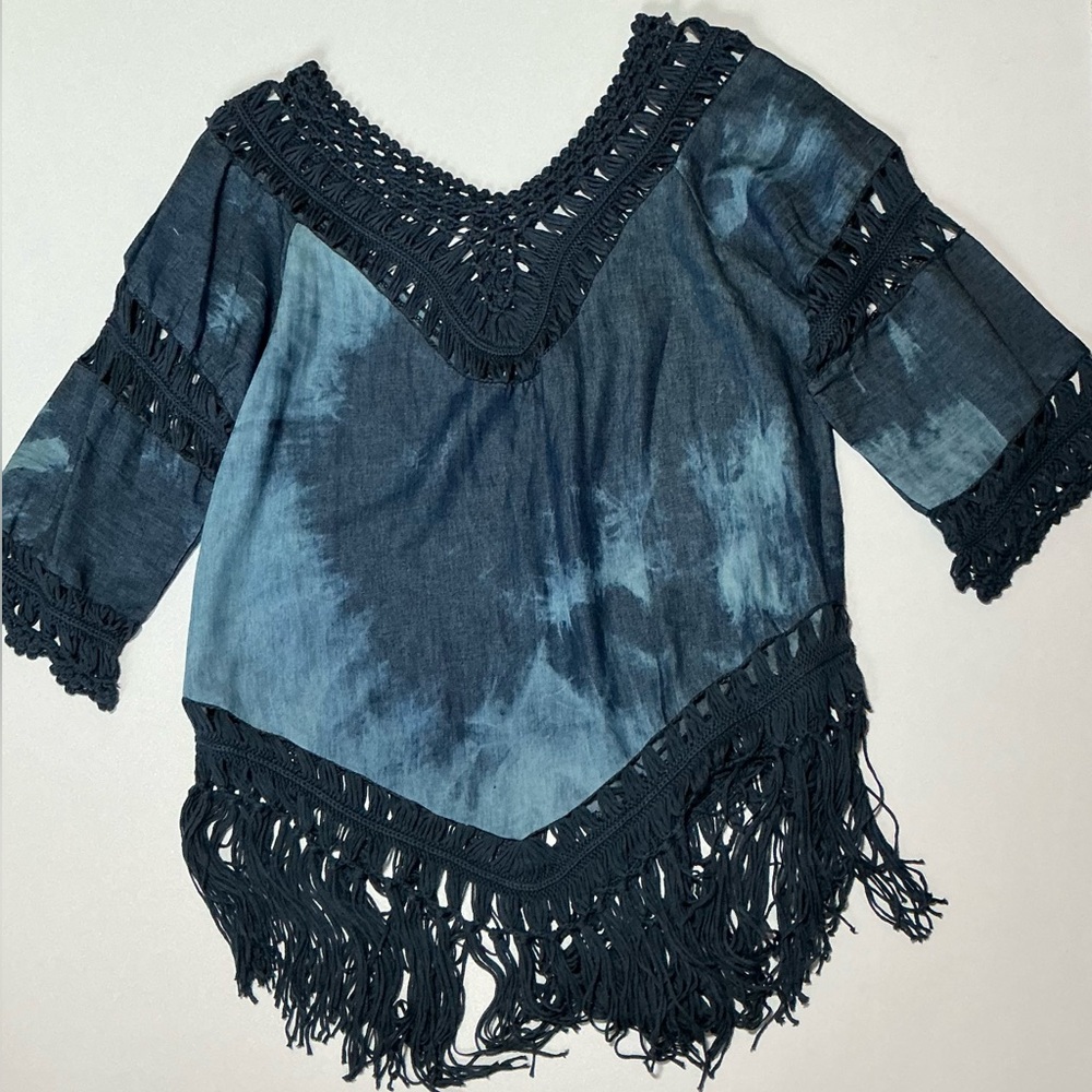 Crochet Fringe Denim Top